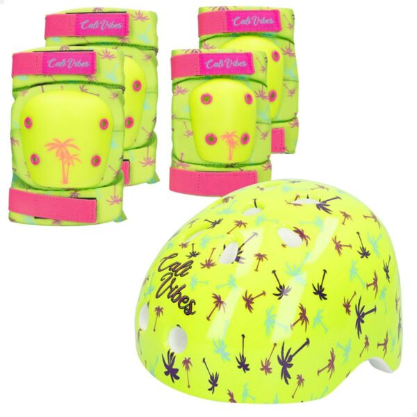 Sportowy zestaw ochronny Colorbaby Neon Cali Vibes Żółty (4 Sztuk) - obrazek 2