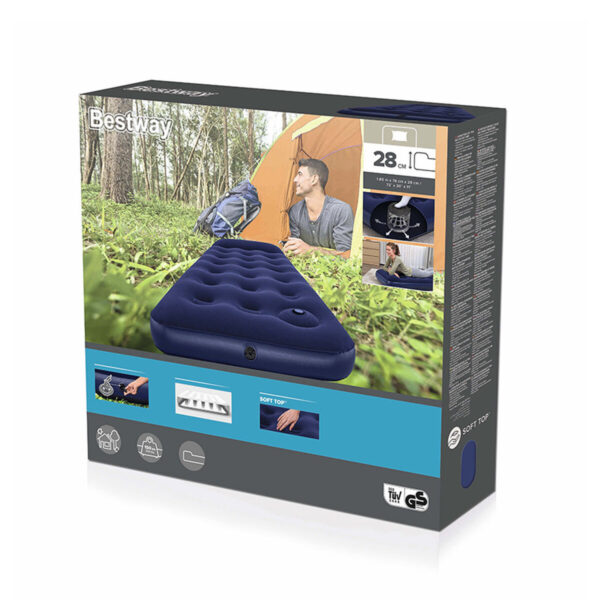 Bestway Matras pojedynczy Junior z pompą nożną 185x76x28 cm Nadmuchiwany i Camping 67223 - obrazek 2