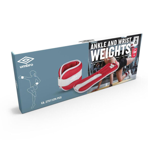 Obciążniki na kostki Umbro 1 kg Czerwony 2 Sztuk - obrazek 3