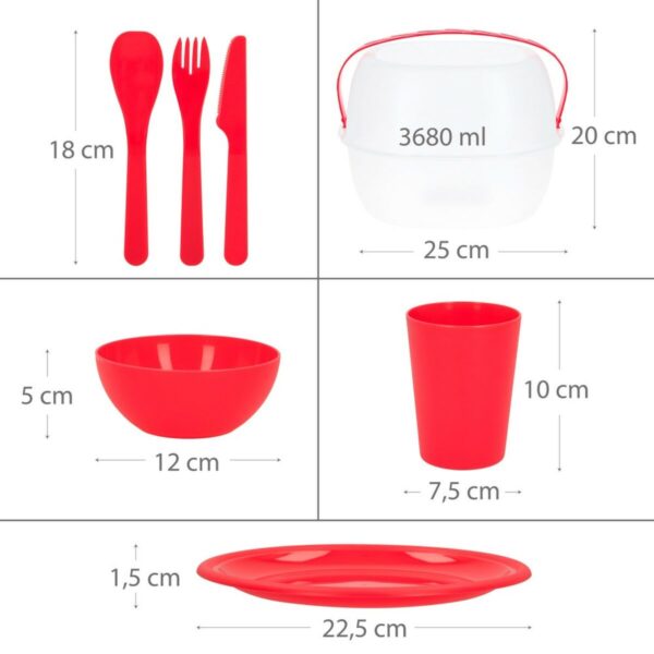 Zestaw piknikowy Aktive 22,5 x 1,5 x 22,5 cm polipropylen (4 Sztuk) - obrazek 5