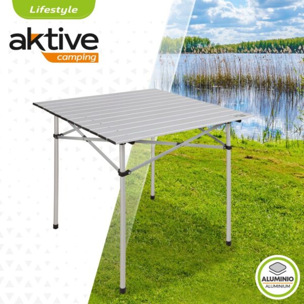 Składany stolik Aktive Srebrzysty Aluminium 70 x 70 x 70 cm (4 Sztuk) - obrazek 3