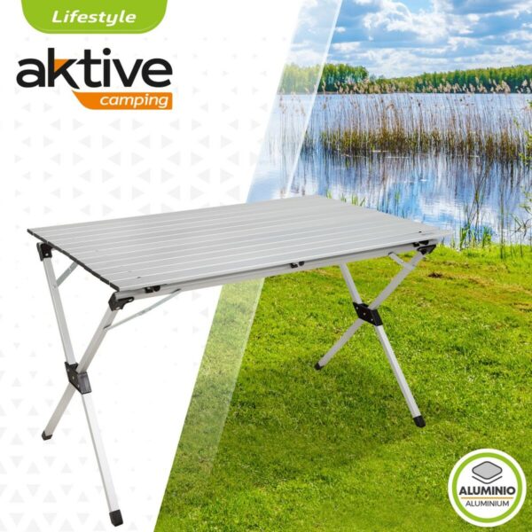 Składany stolik Aktive Srebrzysty Aluminium 110 x 70 x 70 cm (4 Sztuk) - obrazek 3