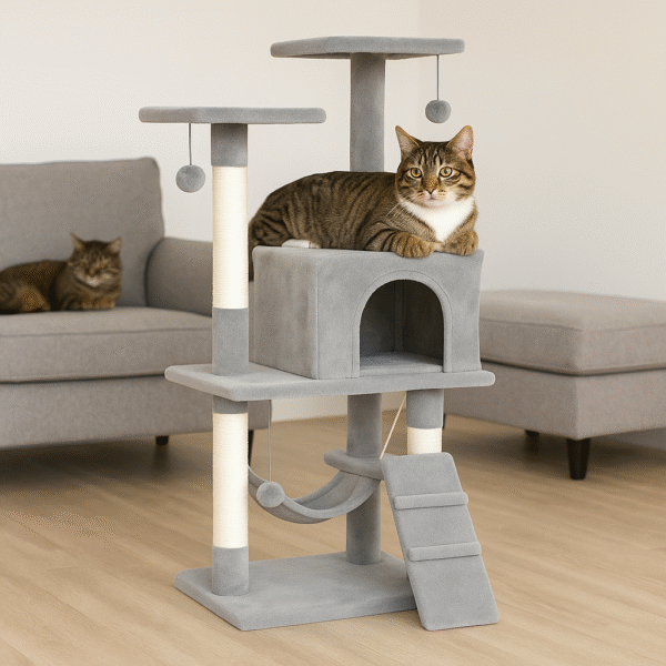 Drapak dla kota wysoki 119cm wieża legowisko domek hamak 4 - poziomowy - obrazek 3