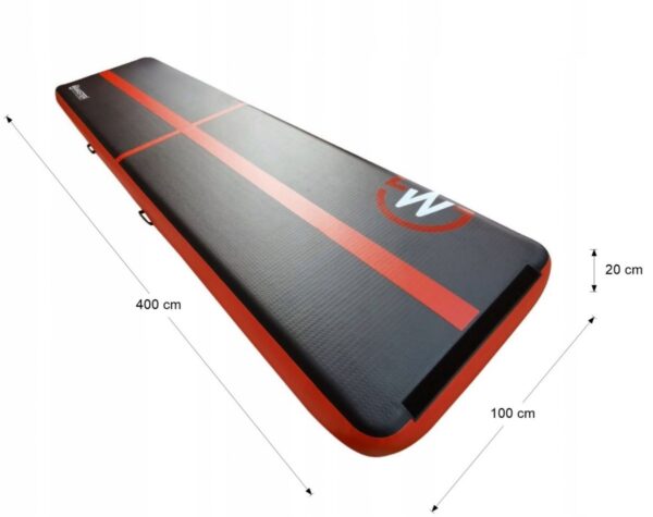 AirTrack Dmuchana Mata Gimnastyczna MASTER 400 x 100 x 20 cm Black-Red - obrazek 4