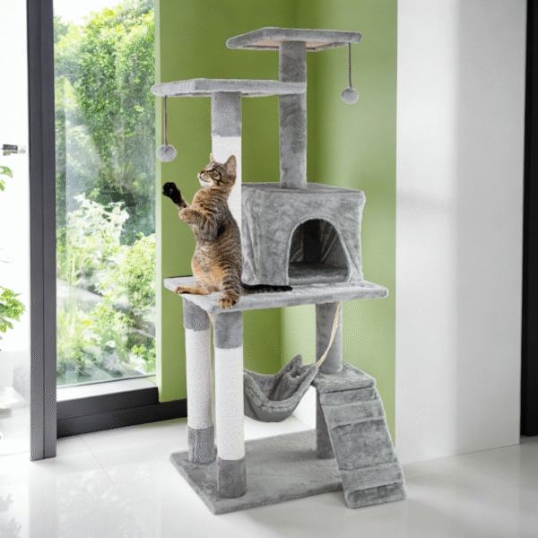 Drapak dla kota wysoki 119cm wieża legowisko domek hamak 4 - poziomowy