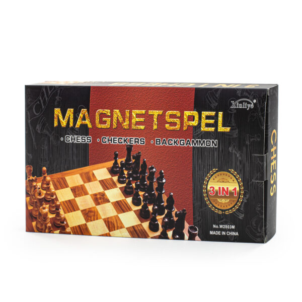 Gra 3w1 szachy warcaby backgammon magnetyczne drewniane - obrazek 7