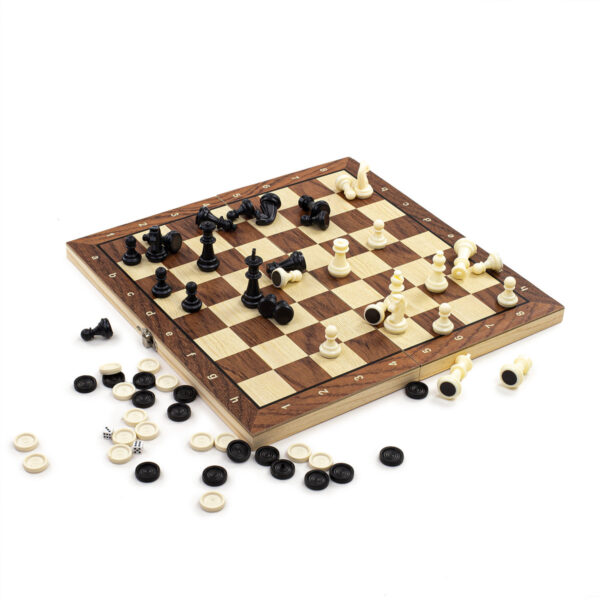 Gra 3w1 szachy warcaby backgammon magnetyczne drewniane - obrazek 10