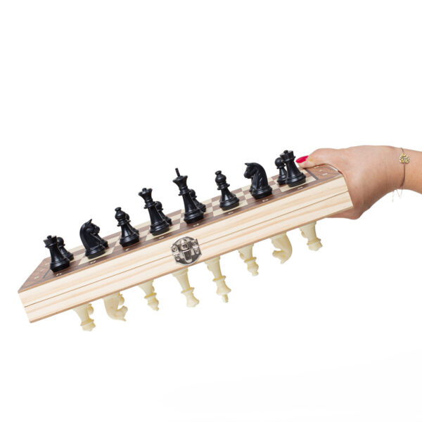 Gra 3w1 szachy warcaby backgammon magnetyczne drewniane - obrazek 5