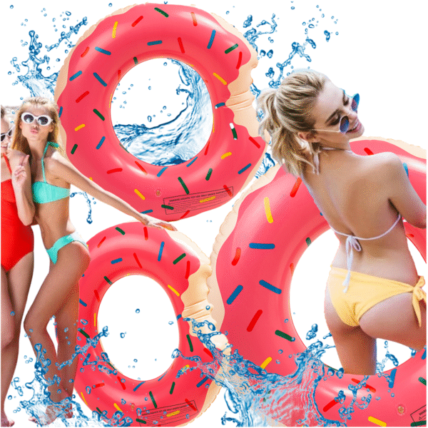 Duże koło dmuchane donut różowy 120cm materac do wody pływania na basen xxl - obrazek 3