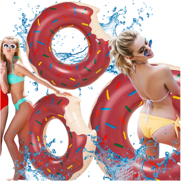 Duże koło dmuchane donut brązowy 120cm materac do wody pływania na basen xxl - obrazek 4