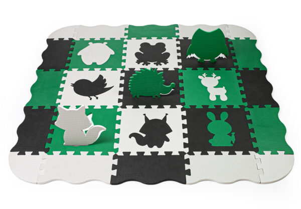 Mata piankowa edukacyjna puzzle dla dzieci 114x114 gruba zielona - obrazek 2