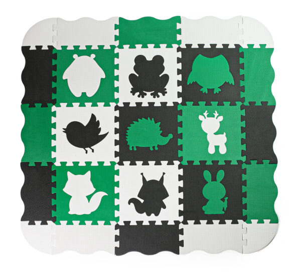 Mata piankowa edukacyjna puzzle dla dzieci 114x114 gruba zielona - obrazek 3