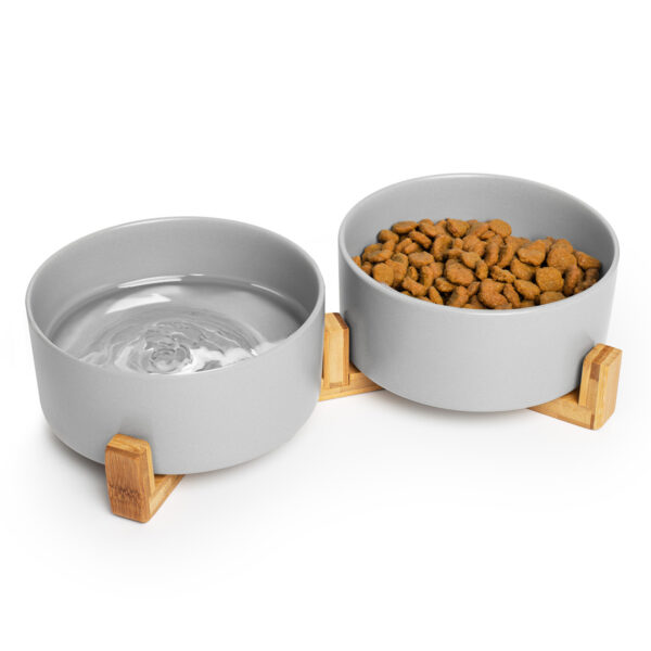 Ceramiczne miski dla psa kota na stojaku - na karmę i wodę - obrazek 3
