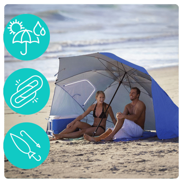 Duży parasol plażowy i ogrodowy 3w1 - składany parawan - obrazek 8