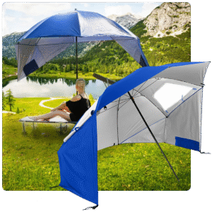 Duży parasol plażowy i ogrodowy 3w1 - składany parawan