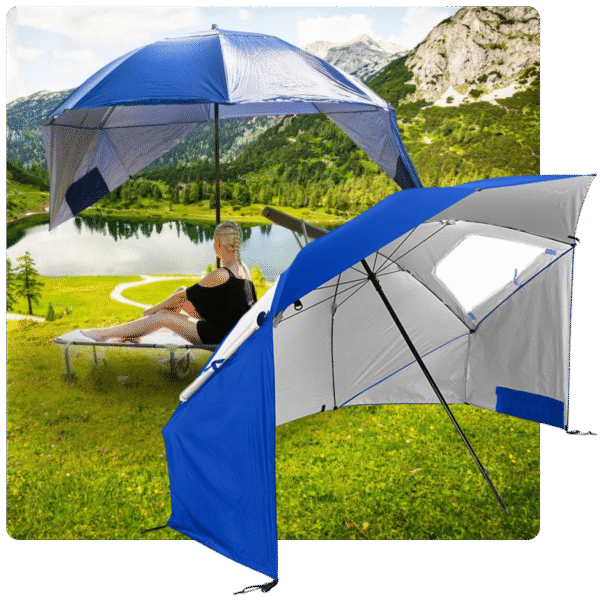 Duży parasol plażowy i ogrodowy 3w1 - składany parawan