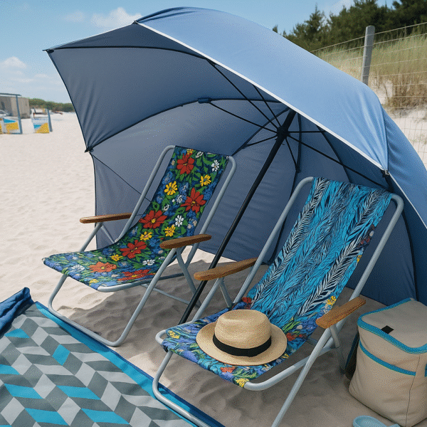 Duży parasol plażowy i ogrodowy 3w1 - składany parawan - obrazek 12
