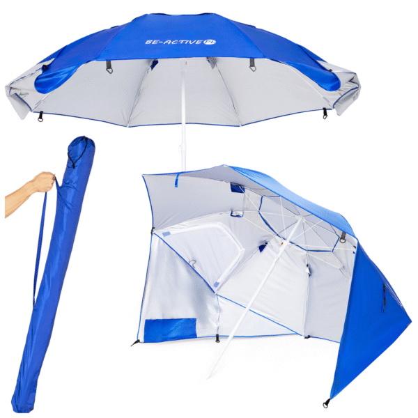 Duży parasol plażowy i ogrodowy 3w1 - składany parawan - obrazek 5