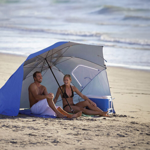 Duży parasol plażowy i ogrodowy 3w1 - składany parawan - obrazek 4